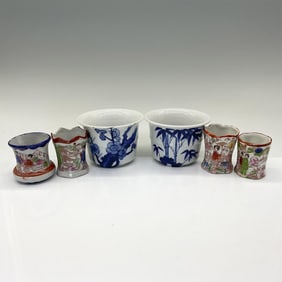 4pc Vintage Porcelain Toothpick Holder and Planter Grouping