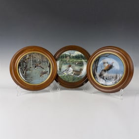 3pc Porcelain and Fina China Wildlife Bird Plates