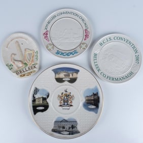 4pc Decorative Belleek Porcelain Commemorative Plates