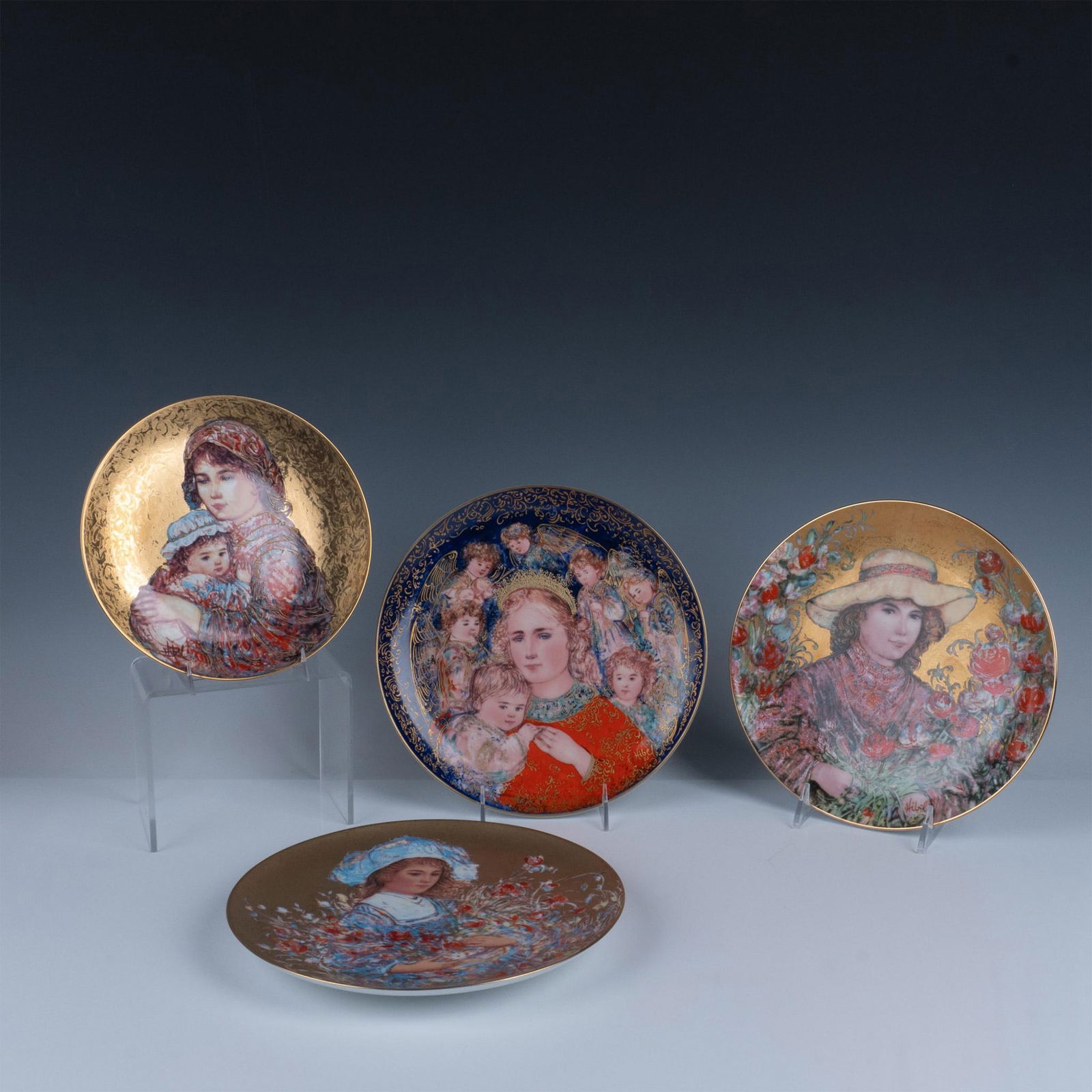 4pc Edna Hibel Porcelain Gilded Collectibles Plates (1 of 11)