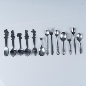 13pc Children's and Baby Spoon and Fork Grouping