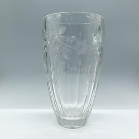 Original Rogaska Tall Crystal Flower Vase, Country Garden
