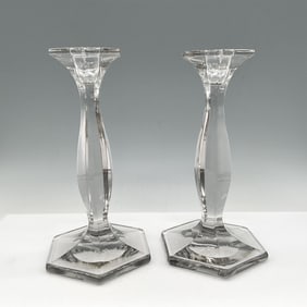 Pair of Heisey Glass Candleholders, Patrician Clear