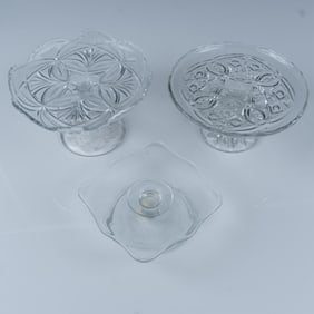 3pc Pattern Glass Children's Dishware Cake Stands