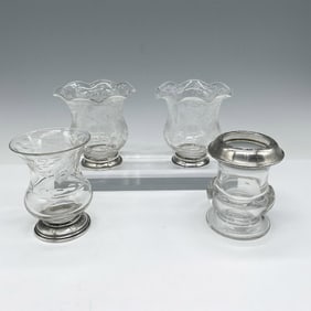 4pc Classic Etched and Smooth Glass Cigarette Urns