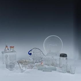 34pc Art Deco Glass Tableware Assortment