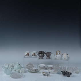 50+pc China, Glass, and Tin Children's Play Set Grouping