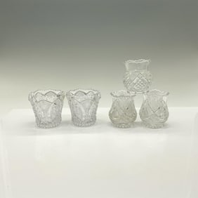 5pc Early Pattern Glass Toothpick Holders