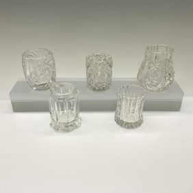 5pc Pattern Glass Toothpick Holders
