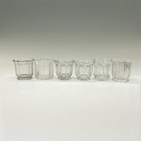 6pc Pattern Glass Toothpick Holders, Tulip Shaped