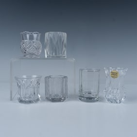 6pc Pattern Glass and Crystal Toothpick Holders