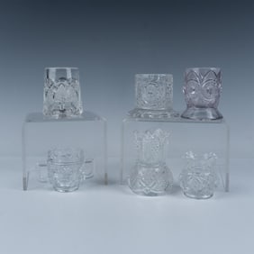 6pc Pattern Glass Toothpick Holders