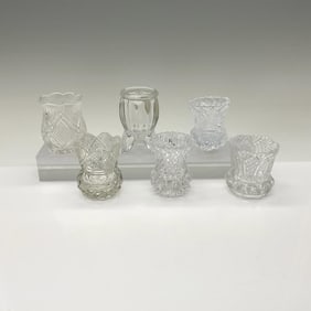 6pc Pattern Glass Toothpick Holders