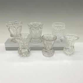 6pc Pattern Glass Toothpick Holders