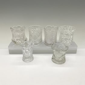 6pc Pattern Glass Toothpick Holders