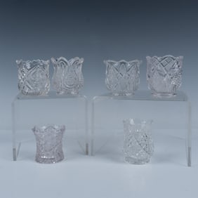 6pc Pattern Glass Toothpick Holders, Tulip Shaped