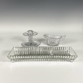 3pc Glass Candle Holder, Creamer, and Serving Tray