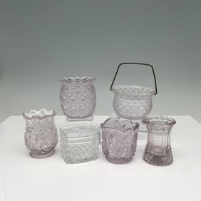 6pc Pressed Glass Toothpick Holders