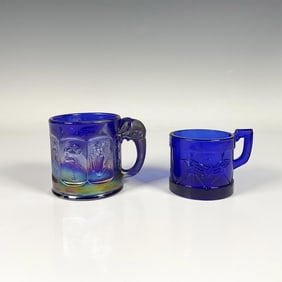 2pc Blue Glass Cups, including Heisey Imperial Glass
