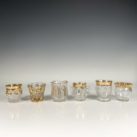 6pc Glass Toothpick Holders with Gilt Accents