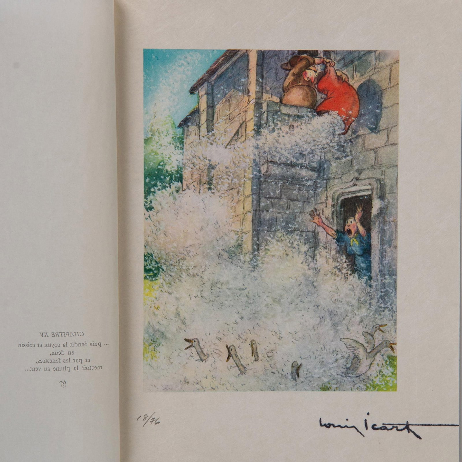 Louis Icart (Aft.) Color Lithograph on Paper Gargantua Suite: Color engraving after French Art Deco painter and illustrator Louis Icarts series of drawings for French writer Rabelais 16th century epic satire novel Gargantua et Pantagruel. The compositions were e