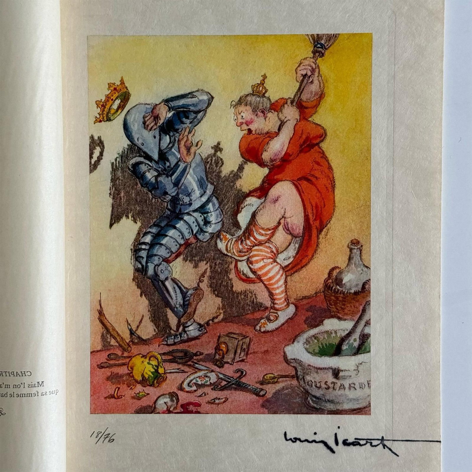 Louis Icart (After) Color Lithograph on Paper Gargantua Suite: Color engravings on copper after French Art Deco painter and illustrator Louis Icart's series of risque drawings for French writer Rabelais' 16th century epic satire novel Gargantua et Pantagruel. Pri