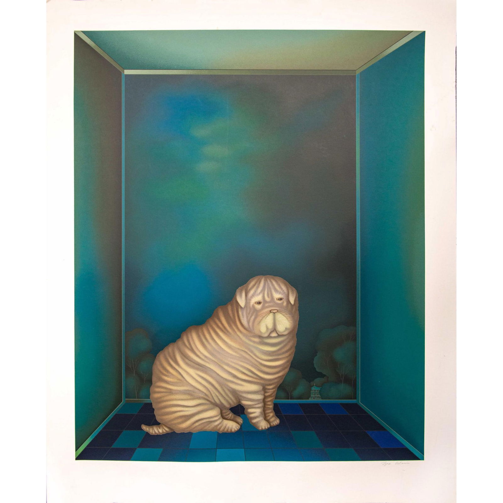 Igor Galanin Signed Modernist Serigraph Print, Shar Pei (1 of 3)