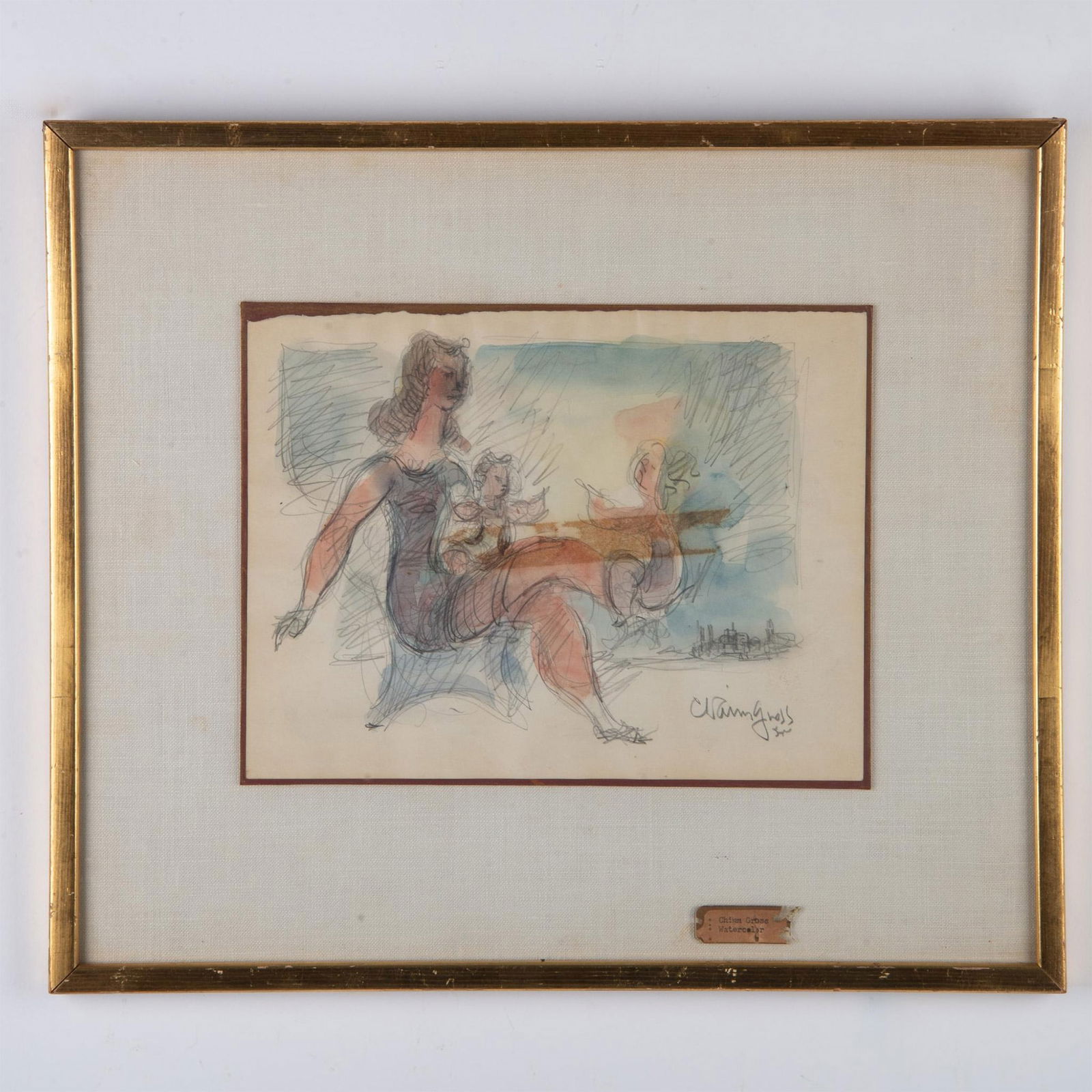 Chaim Gross, Original Watercolor and Pencil on Paper, Signed (1 of 4)