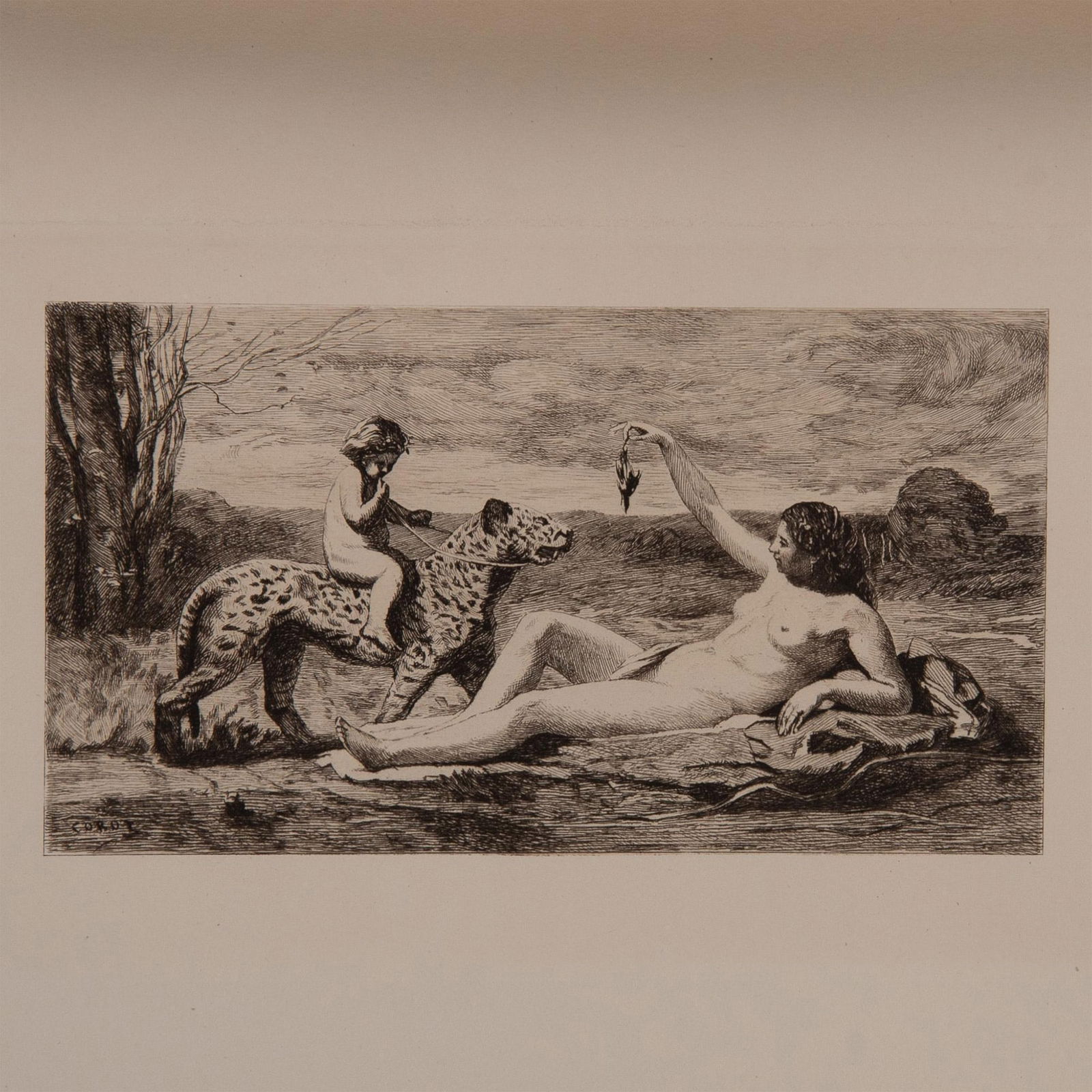 Corot (Aft.) Original Etching on Wove Paper, La Chasse (1 of 4)