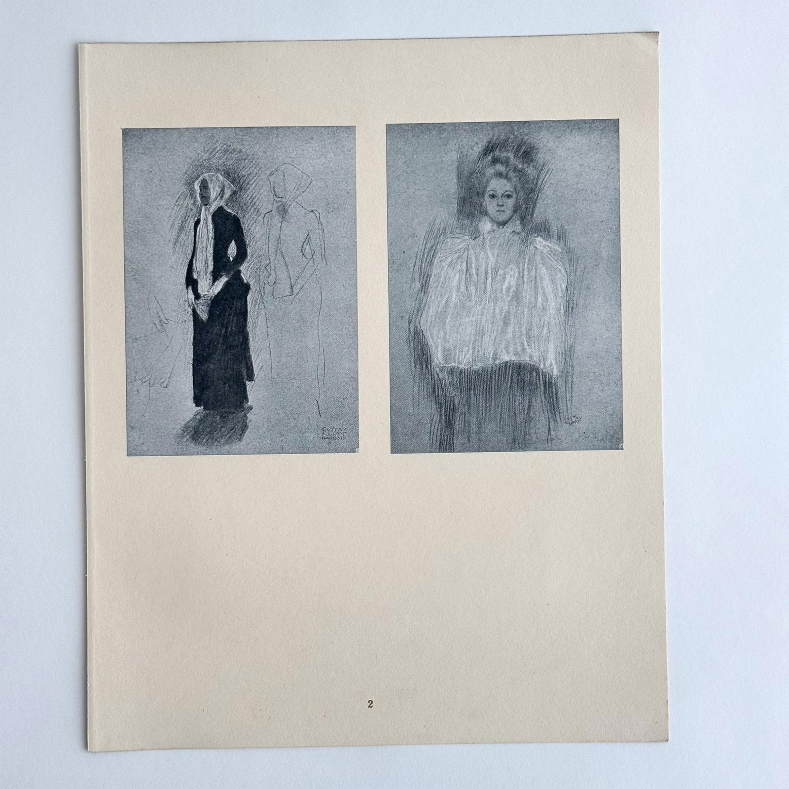 Gustav Klimt (After) Antique Art Nouveau Collotype on Paper (1 of 3)