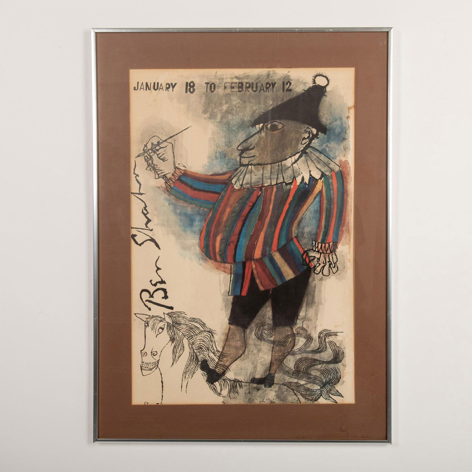Ben Shahn, Original Color Lithograph Clown Exhibition Poster (1 of 7)
