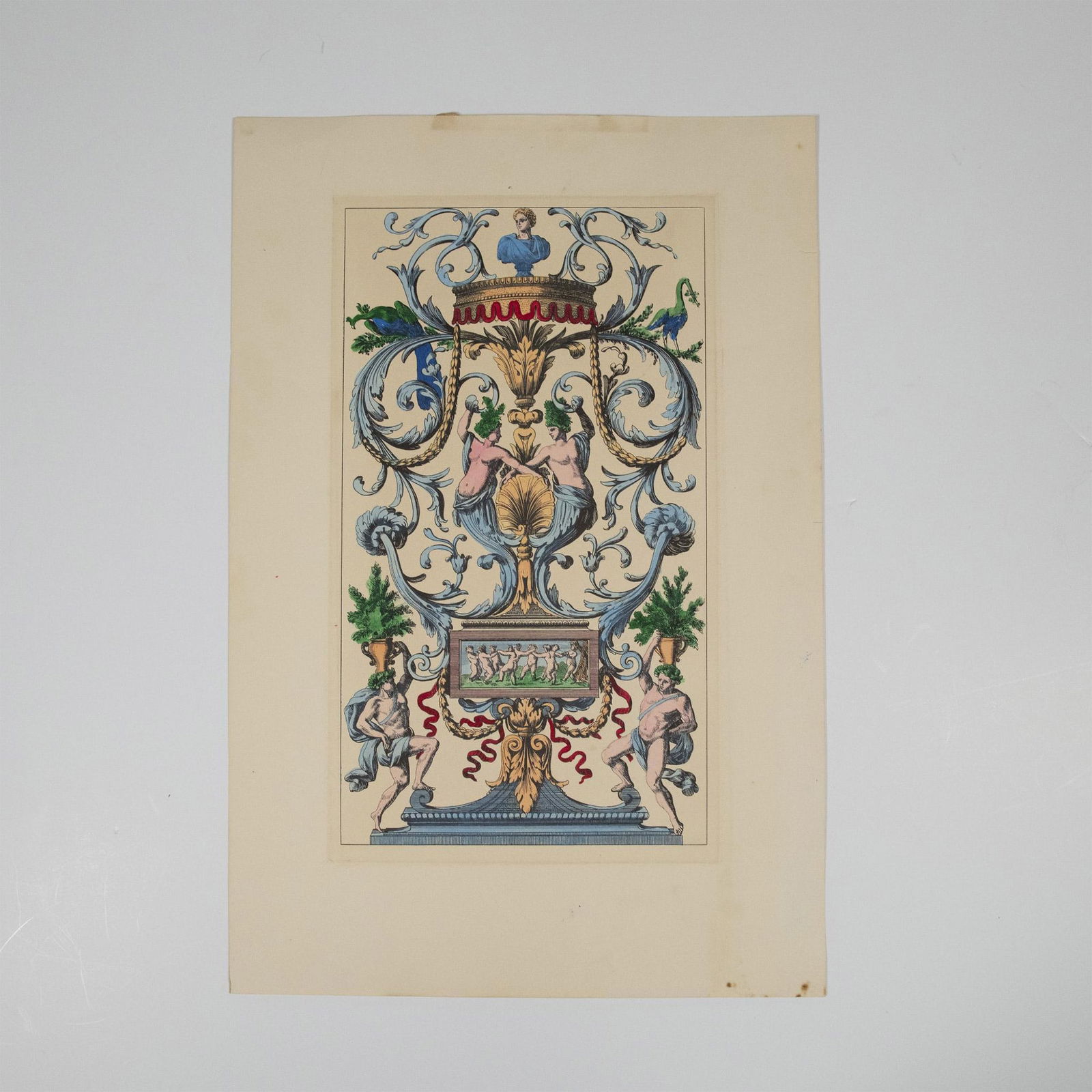 Original Antique Hand Painted Gouache and Ink on Paper (1 of 6)