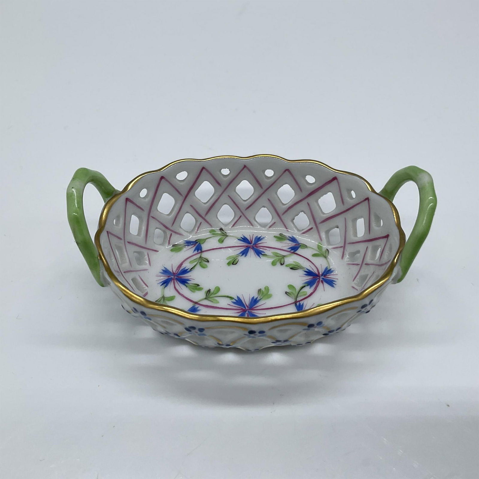 Herend Porcelain Mini Treasure Basket, Blue Garland (1 of 4)