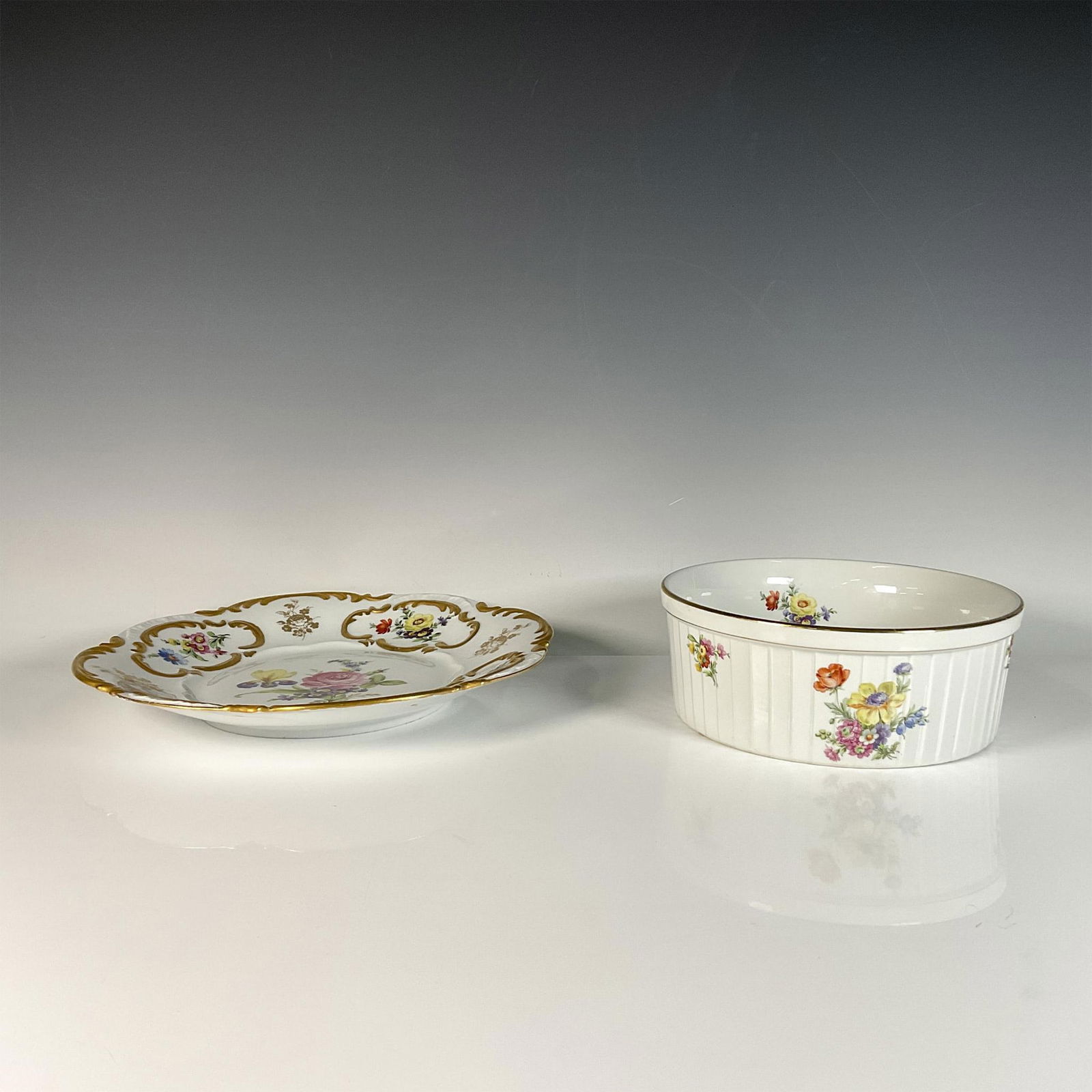 2pc Decorative Floral Serving Tray and Bowl Set (1 of 3)