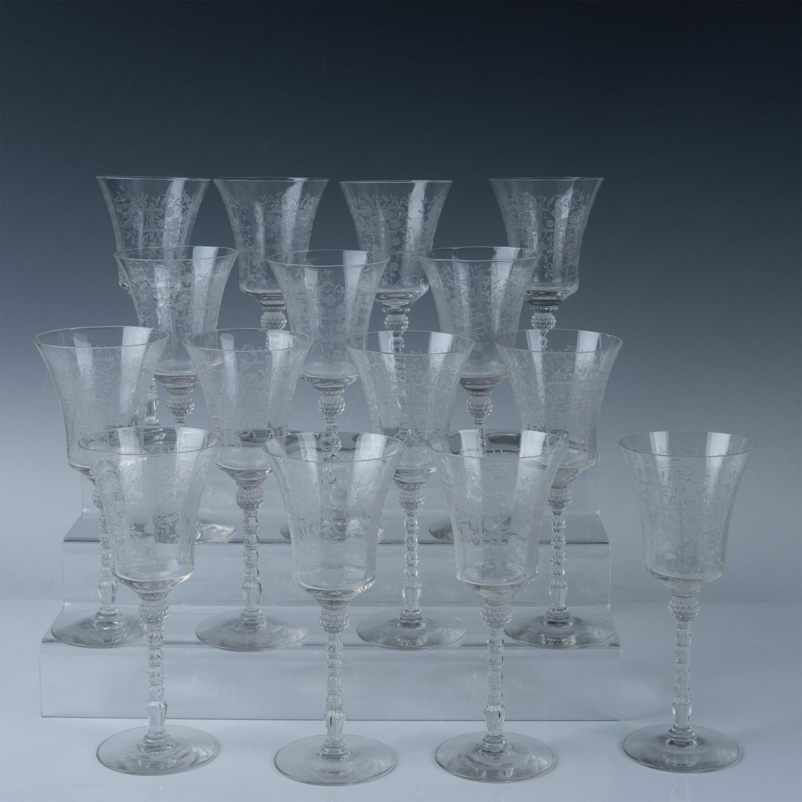15pc Heisey Water Goblets, Olympiad (1 of 5)