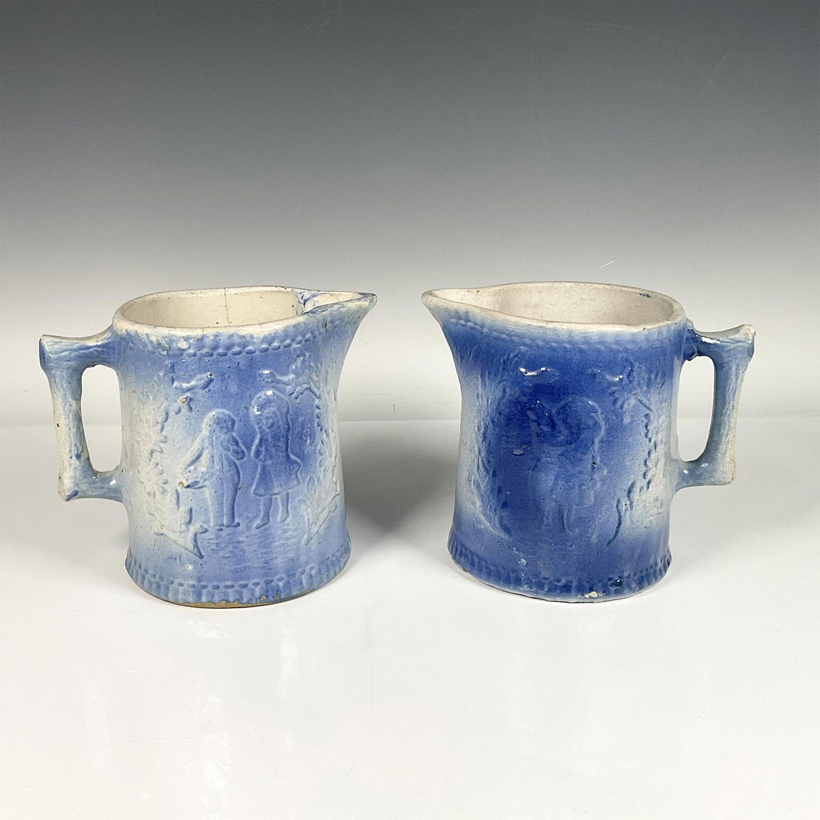 2pc Vintage Salt Glazed Stoneware Pitchers (1 of 3)