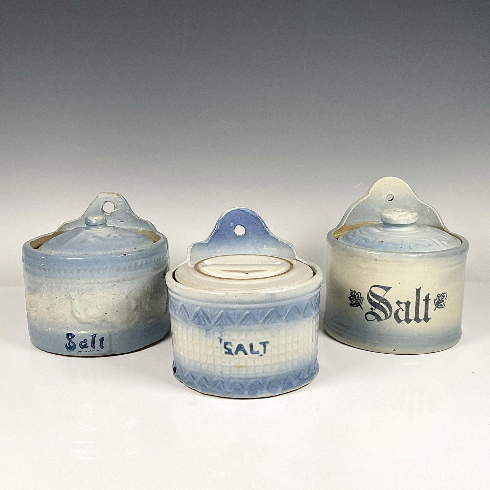 3pc Vintage Salt Glazed Stoneware Salt Crocks (1 of 4)
