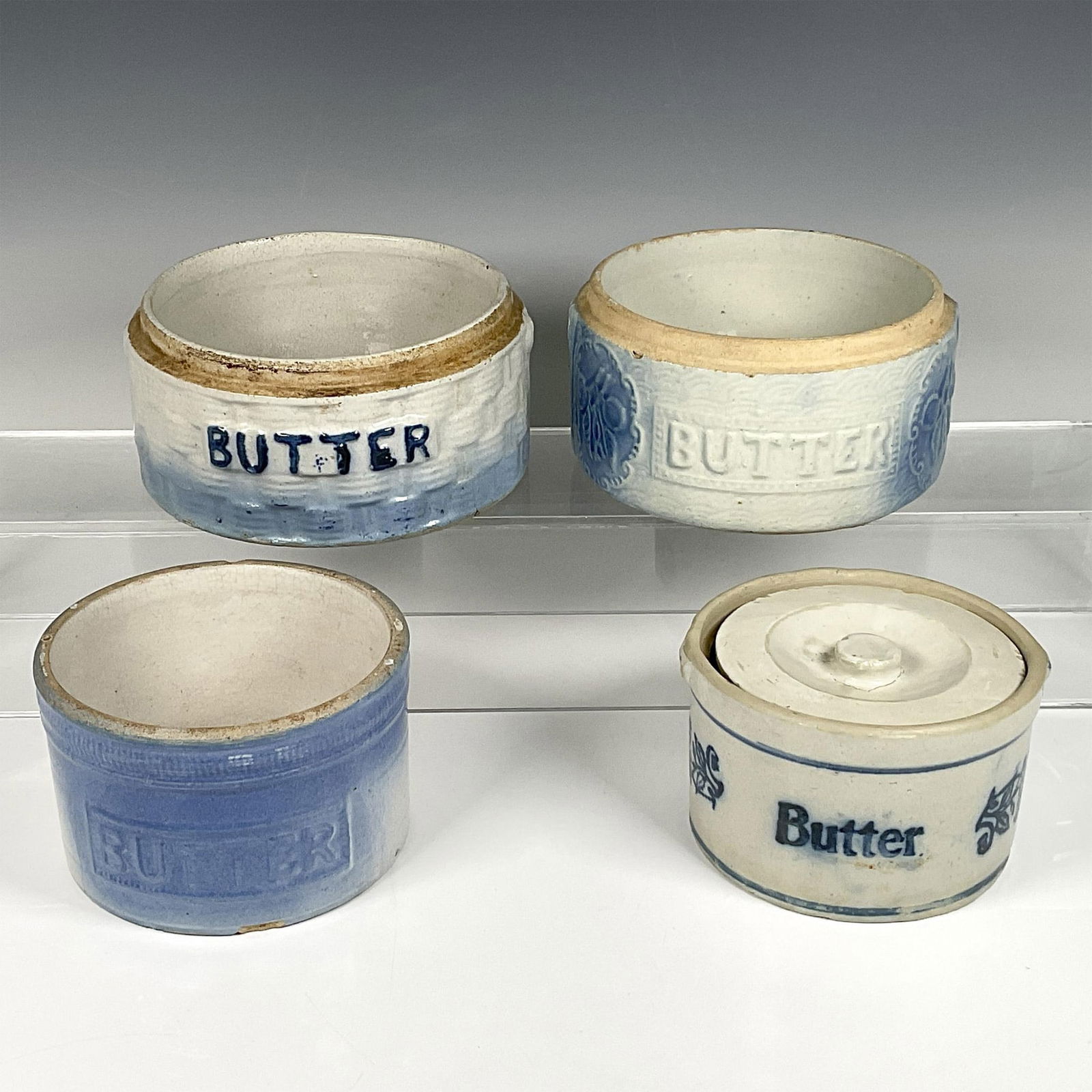 4pc Vintage Salt Glazed Stoneware, Butter Crocks (1 of 3)