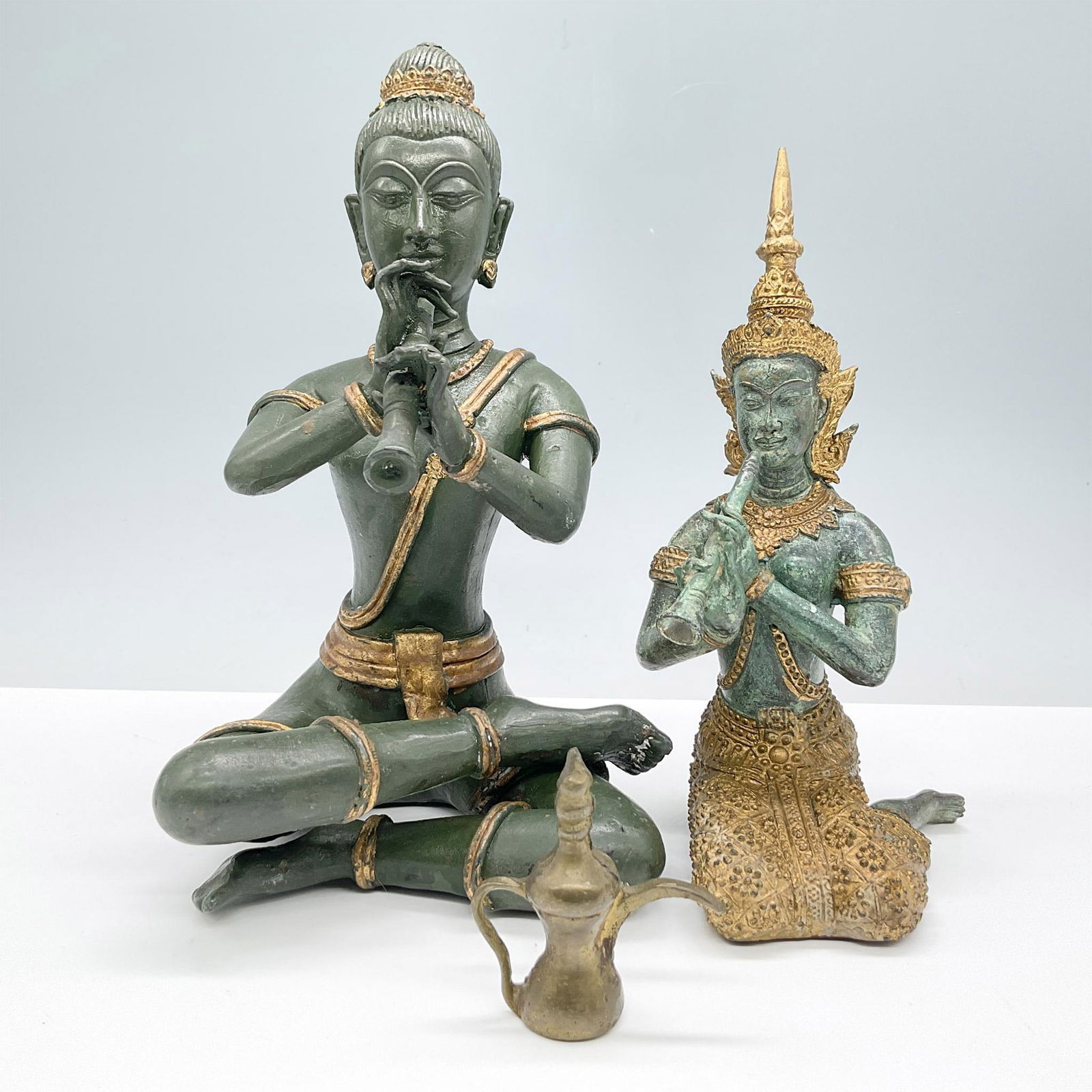 3pc Thai Buddhist Bronze Figurines, Gilded (1 of 2)