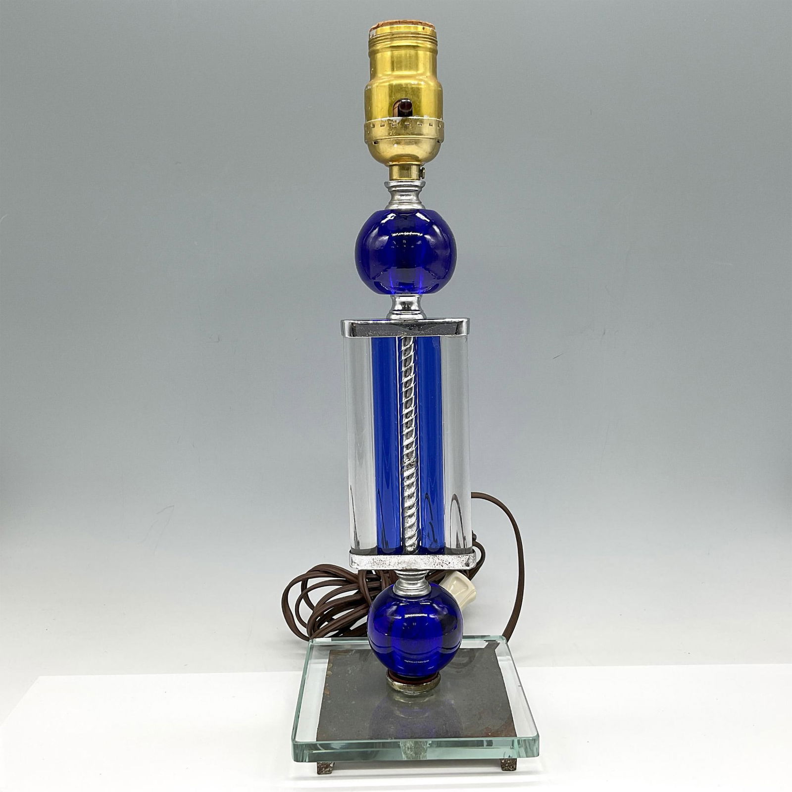 Mid Century Modern Glass, Chrome & Metal Table Lamp (1 of 3)