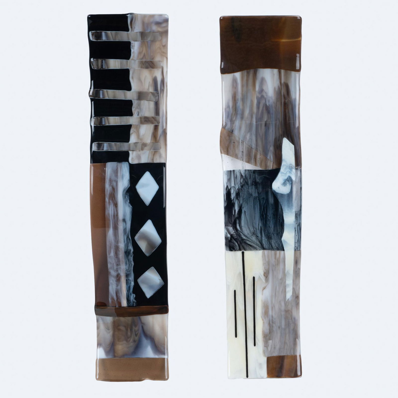 2pc Modernistic Wavy Art Glass Wall Hangings (1 of 5)