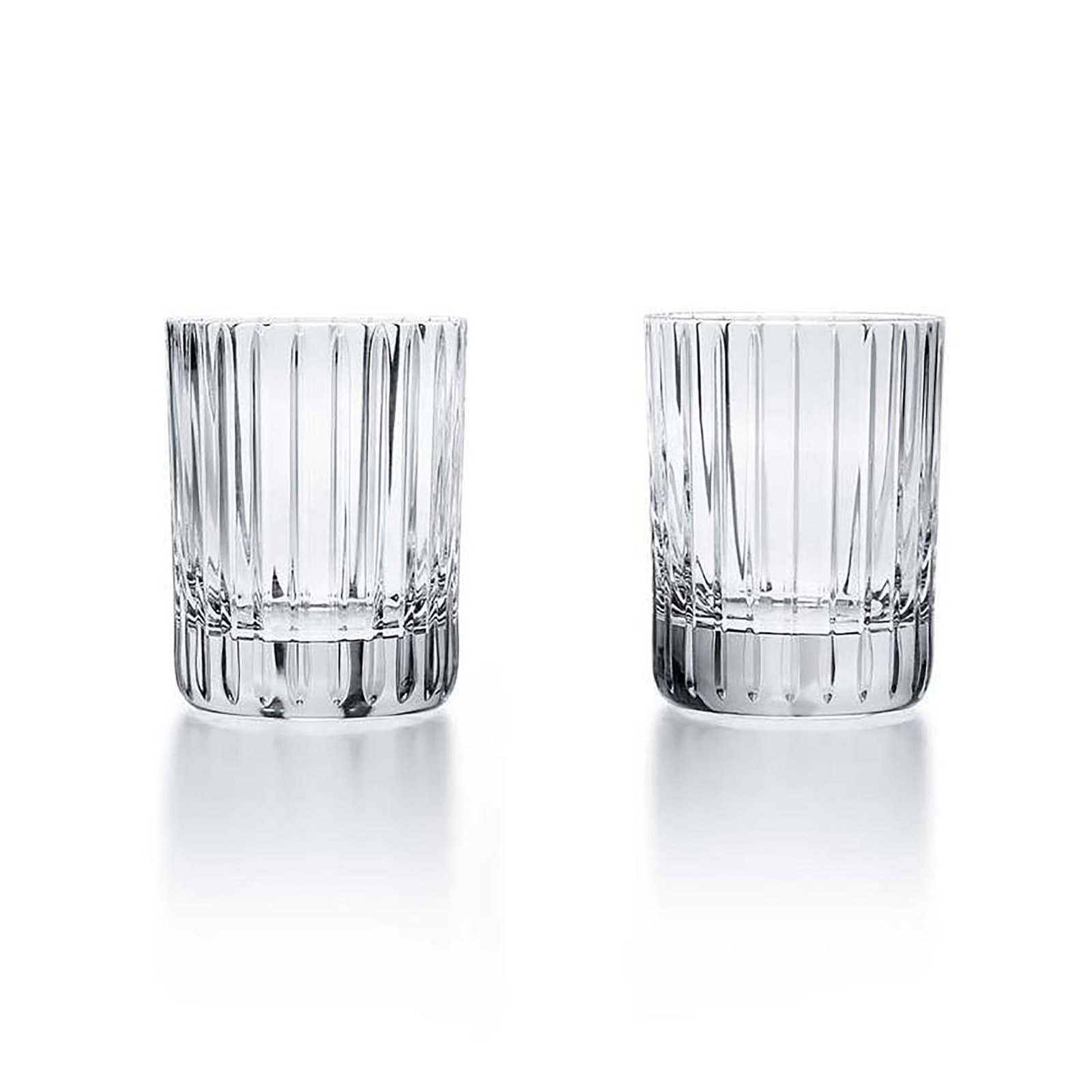 Baccarat Crystal Harmonie Tumbler Glasses Sealed Box: Includes 2 crystal tumblers featuring a classic fluted design, perfect for enhancing any drink experience. 2811299. This item has its original box. Box measures: 8.25"L x 5.25"W x 4"H. Baccarat France