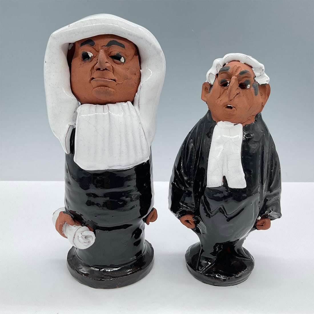 2pc Chelsea Pottery Terracotta Figurines, Judge & Lawyer (1 of 3)