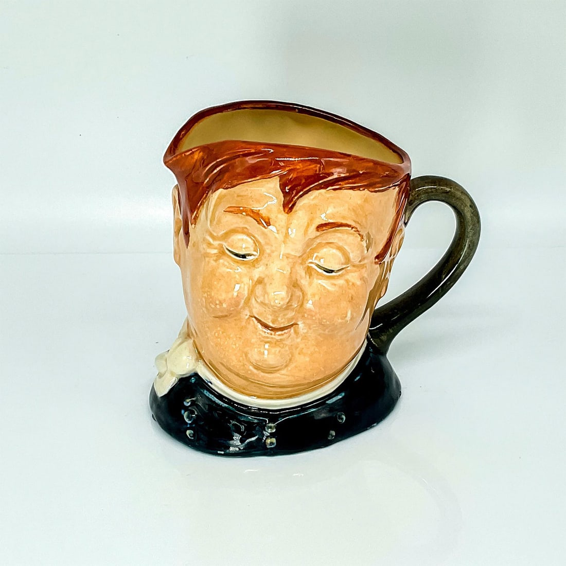 Fat Boy D5840 - Small - Royal Doulton Character Jug: Blue shirt; white scarf. Another wonderful Dickens character , Joe, the Fat Boy, was the lazy glutton who worked as servant to Mr. Wardle in " The Pickwick Papers." Royal Doulton backstamp. Artist: Le