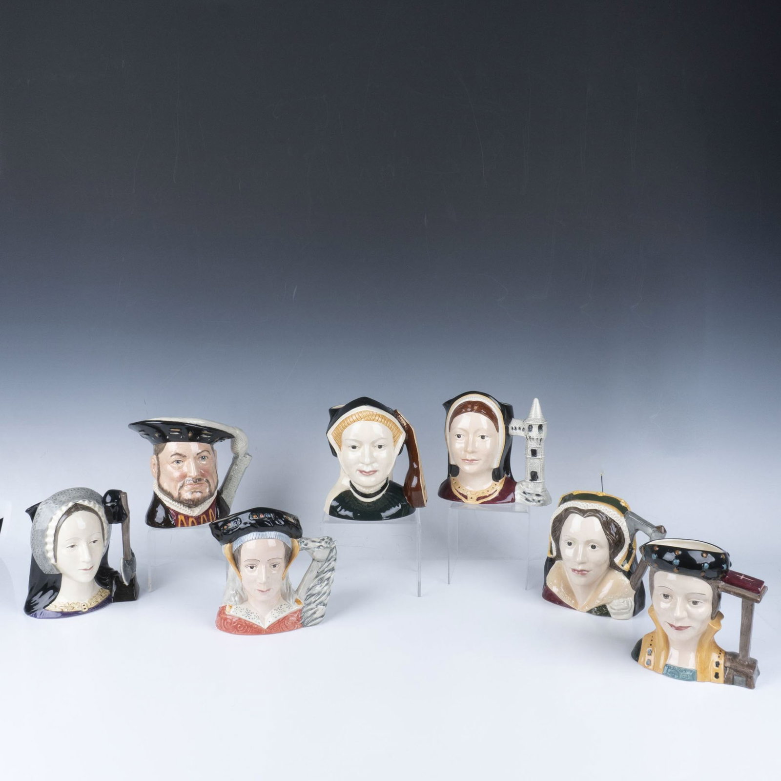 6pc Royal Doulton Large Character Jugs, Henry VIII and Wives (1 of 18)