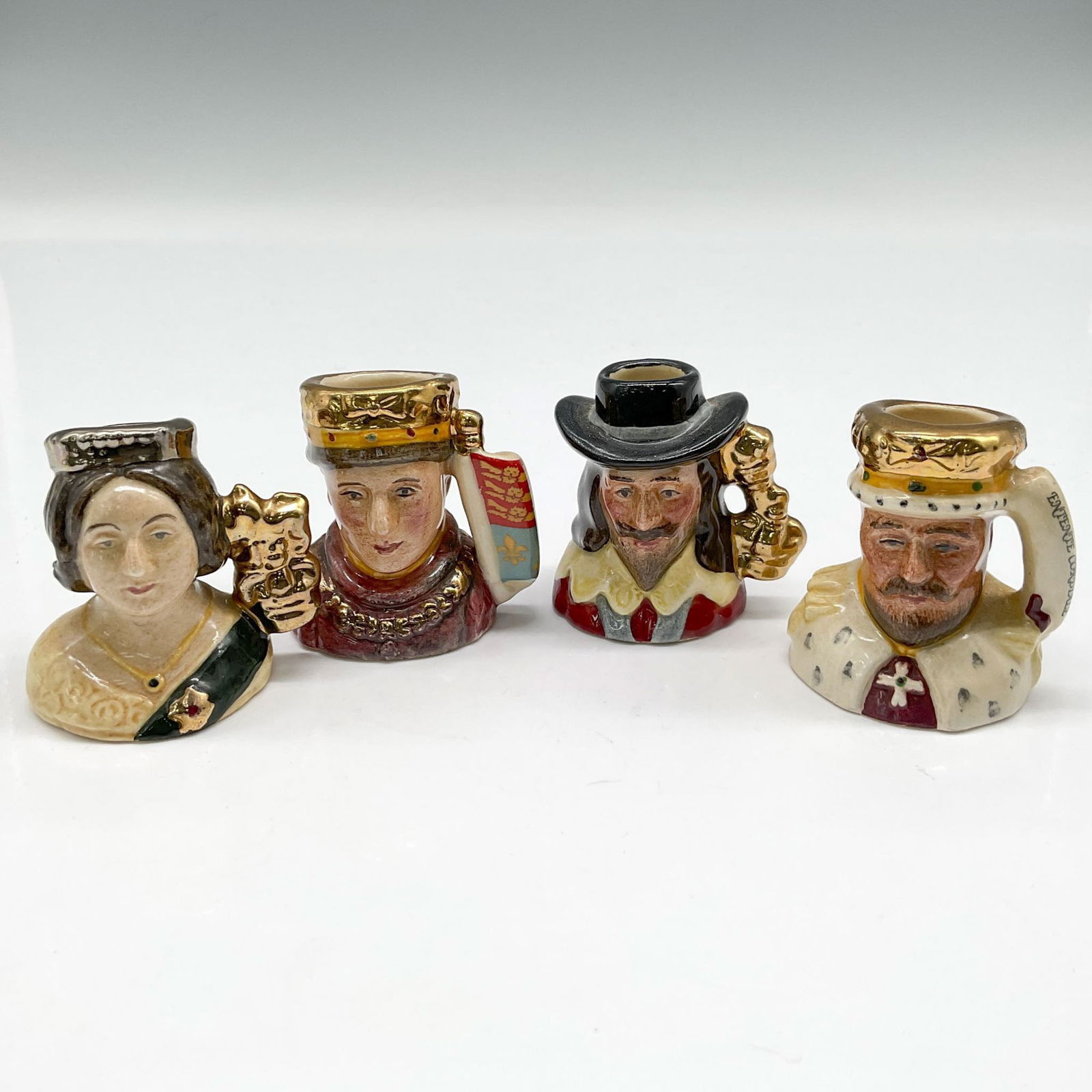 4pc Royal Doulton Tiny Character Jugs, Kings & Queen, Incomplete Set (1 of 3)