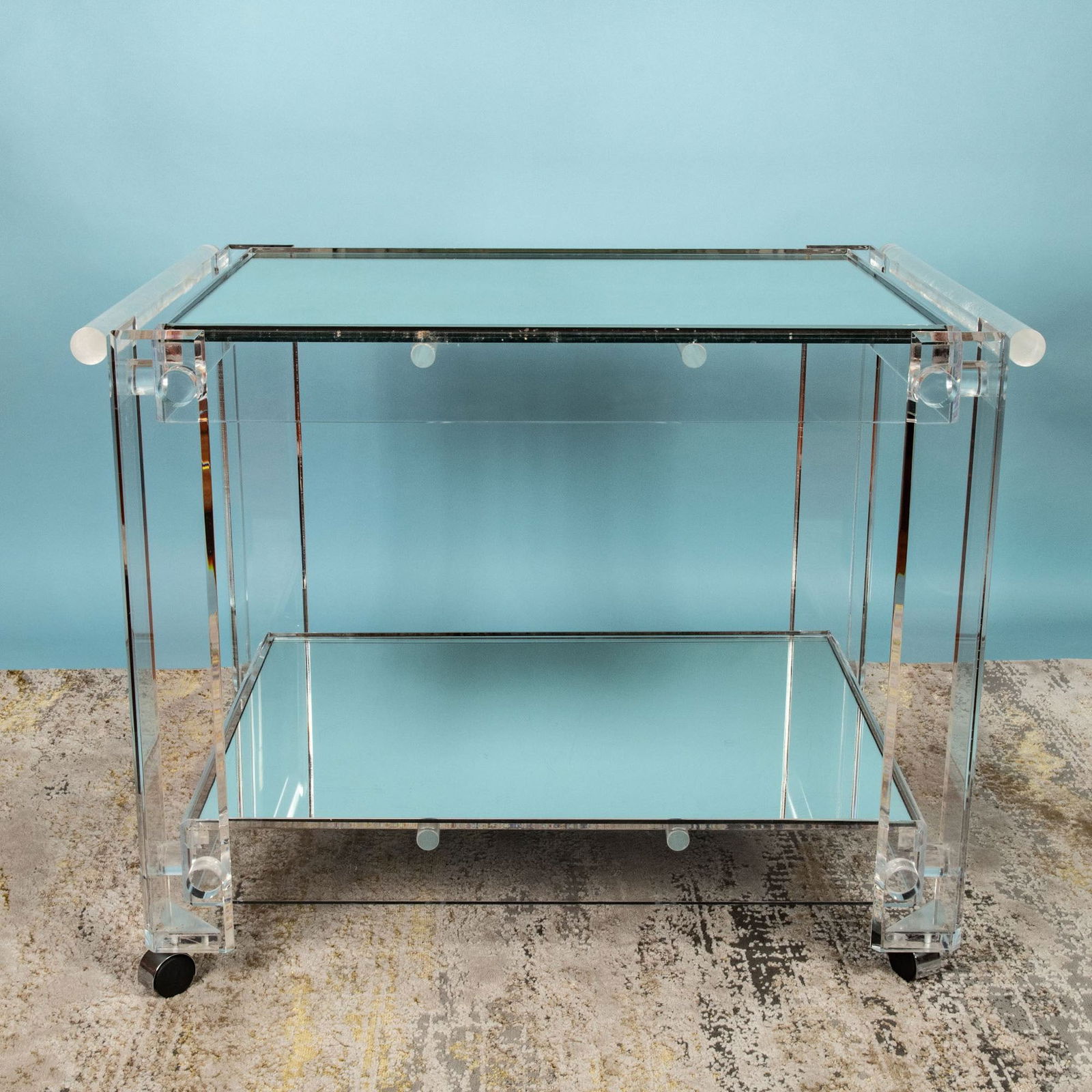 Mid Century Modern Two Tier Lucite Rolling Bar/Serving Cart (1 of 9)