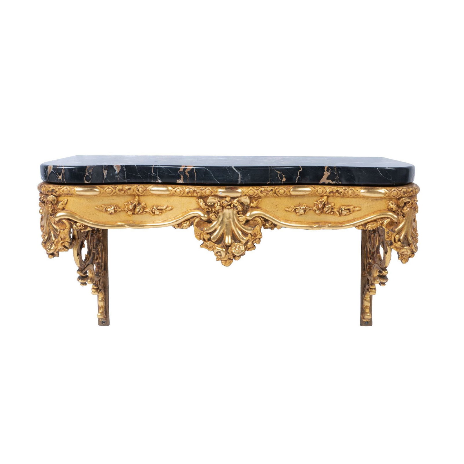 French Ornate Gilded Marble Wall Mounted Table (1 of 4)
