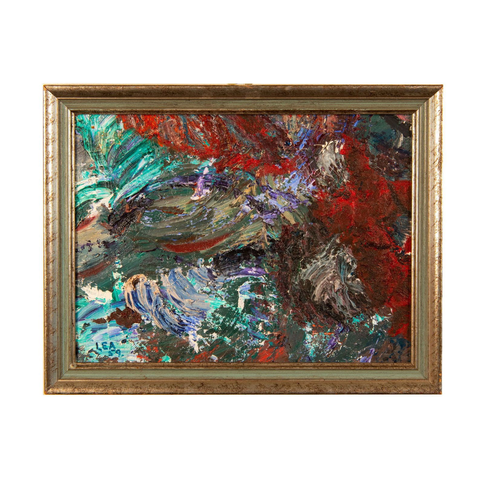 Original Abstract Expressionist Oil on Board by Wesley Lea, Signed, 1959 (1 of 5)