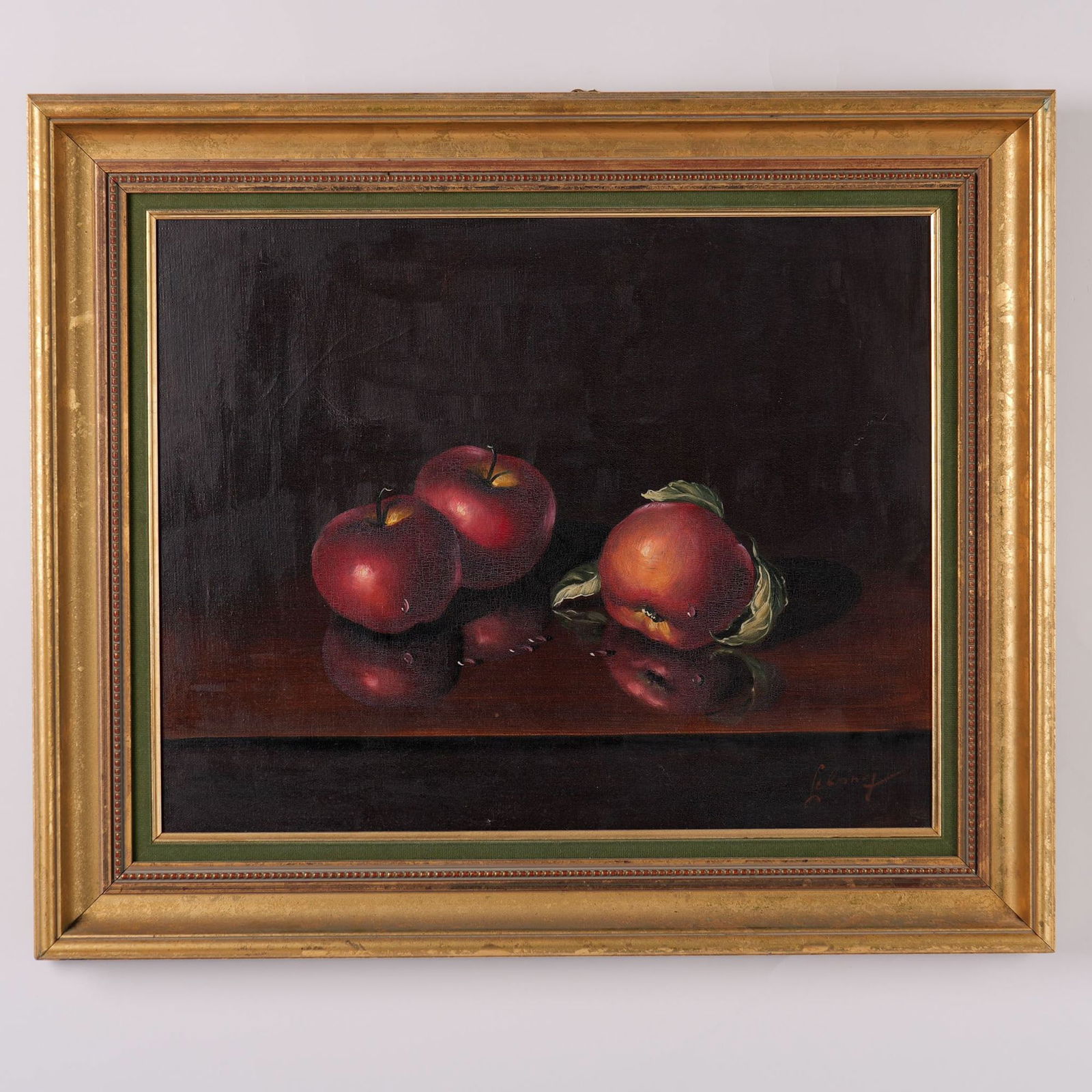 Original Trompe-L'oeil on Canvas, Apples Still Life, Signed (1 of 4)